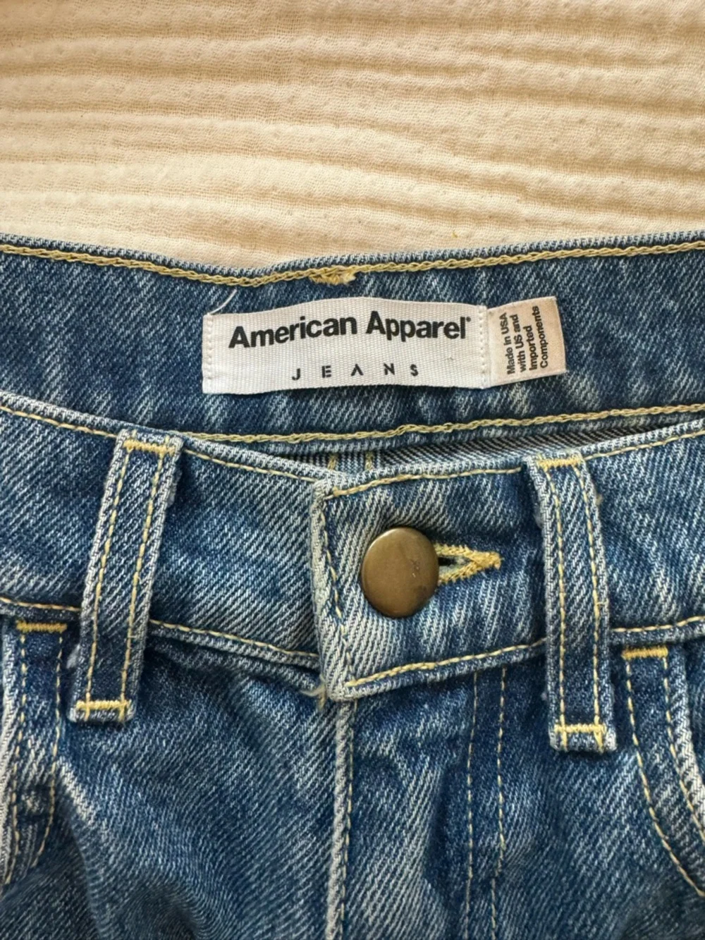 American Apparel High-Rise Blue Denim Jean Shorts - Picture 3 of 4